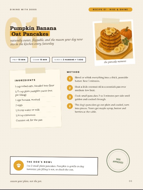 Recipe page: Pumpkin Banana Oat Pancakes